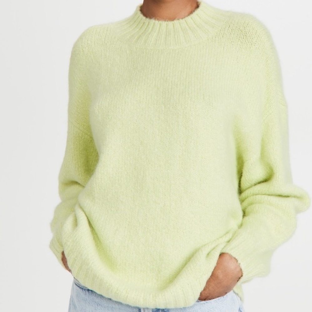 PISTOLA Carlen Mock Neck Oversized Wool Sweater in Lemongrass Yellow